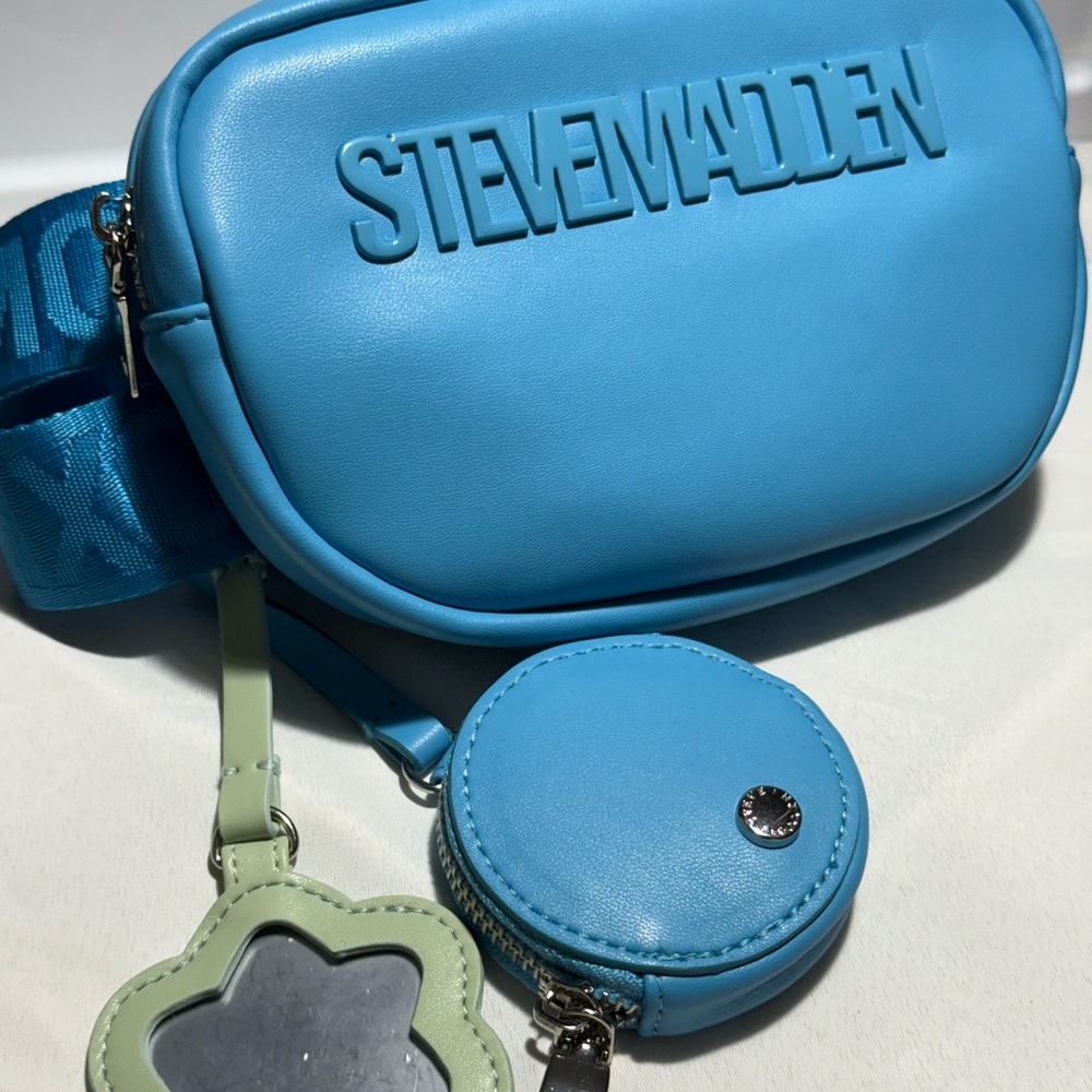 Steve Madden Sky Blue Crossbody Bag with Mint Green Charm